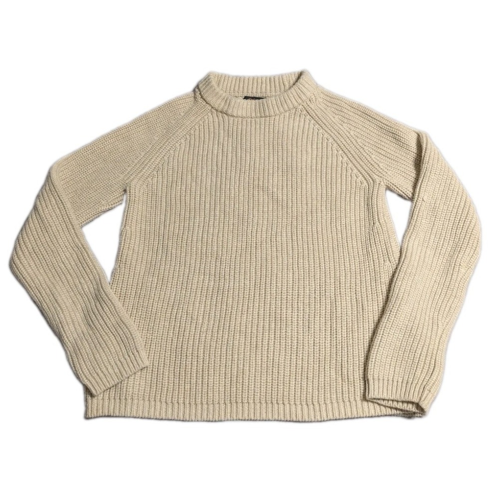 Quince Fisherman Sweater Womens XS Speckled Beige Organic Cotton Chunky Knit